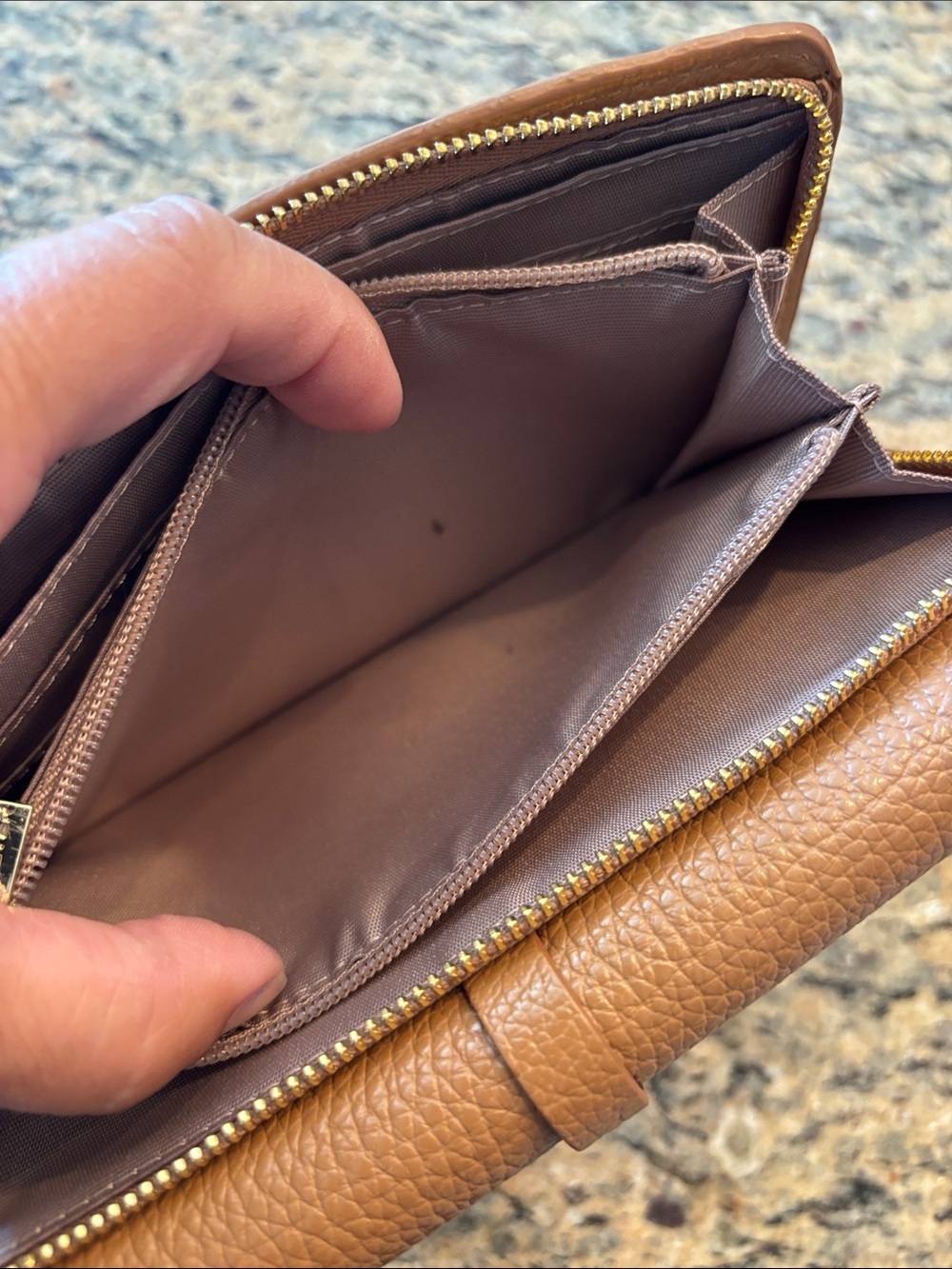 Pebbled Tan Leather Buckle-Accent Wallet - Picture 7 of 8